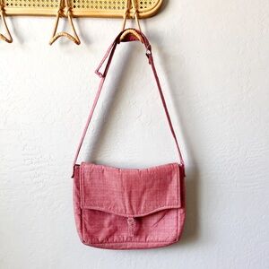 French Connect Red Linen Shoulder Messenger Bag